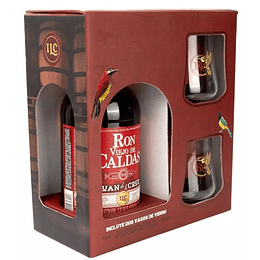 RON VIEJO DE CALDAS 5 AÑOS 750 ML. + 2 VASOS