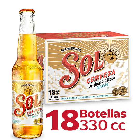 CERVEZA SOL 330 ML. CAJA 18 BOTELLAS