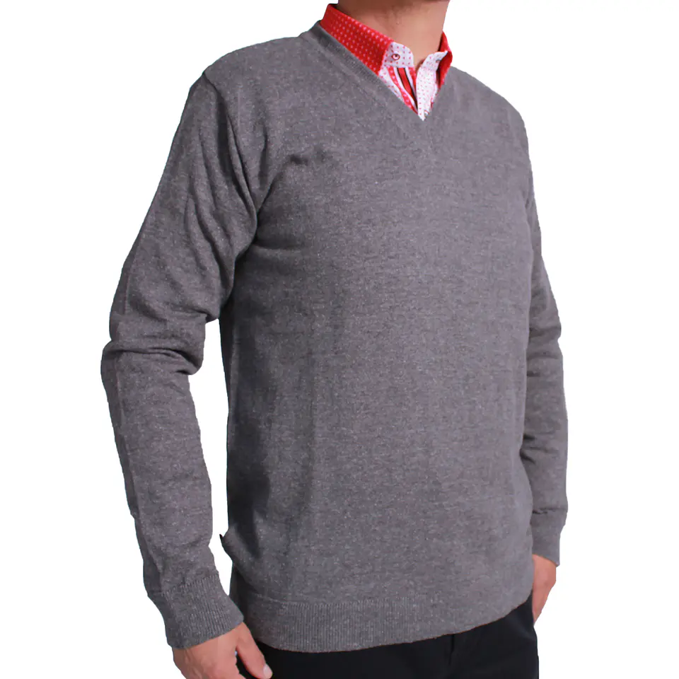 Suéter Cuello V Gris (33) 1