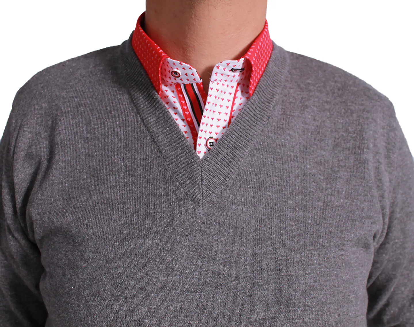 Suéter Cuello V Gris (33) 2