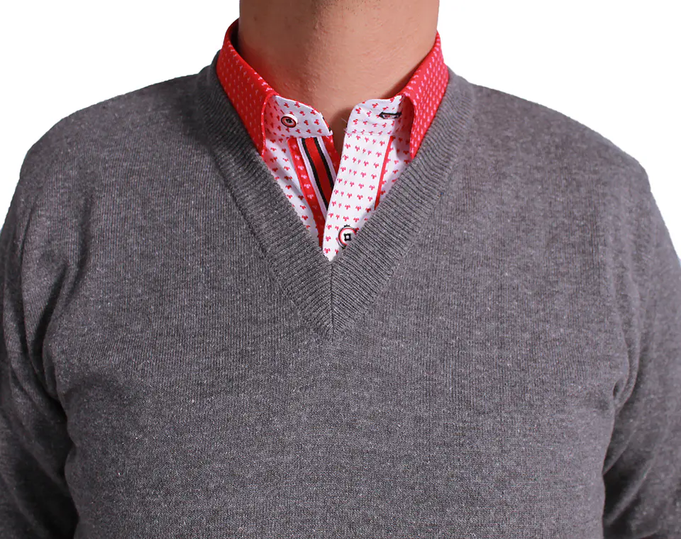 Suéter Cuello V Gris (33) 2