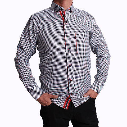 Camisa Azul Osc Rojo (336)