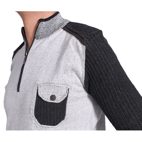 Suéter Mangas En Tejido Artesanal Granizo Negro (713)