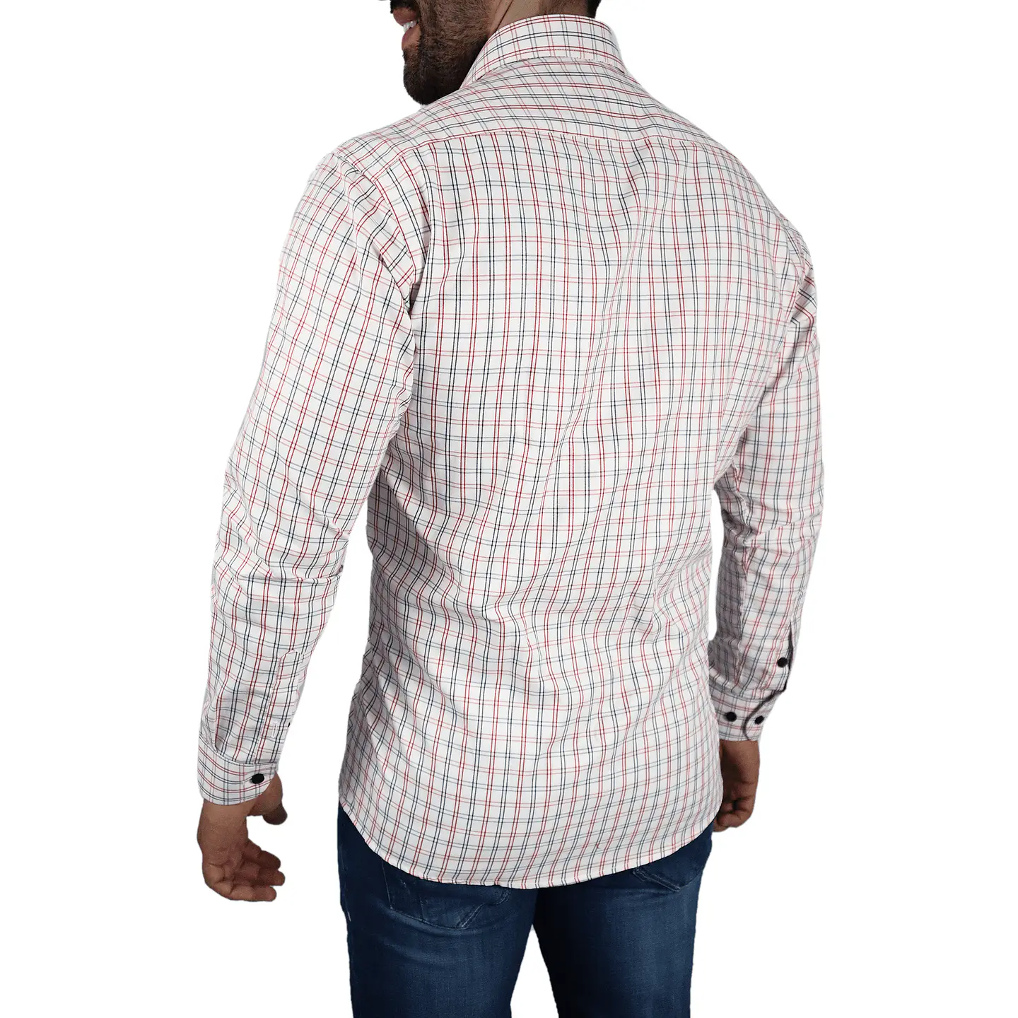 Camisa Blanca con Cuadros Azul y Rojo 3