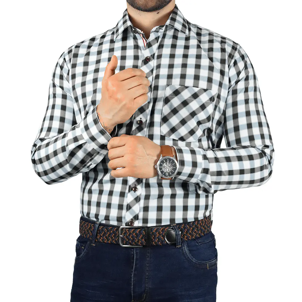 Camisa a Cuadros negro y Blanco  1
