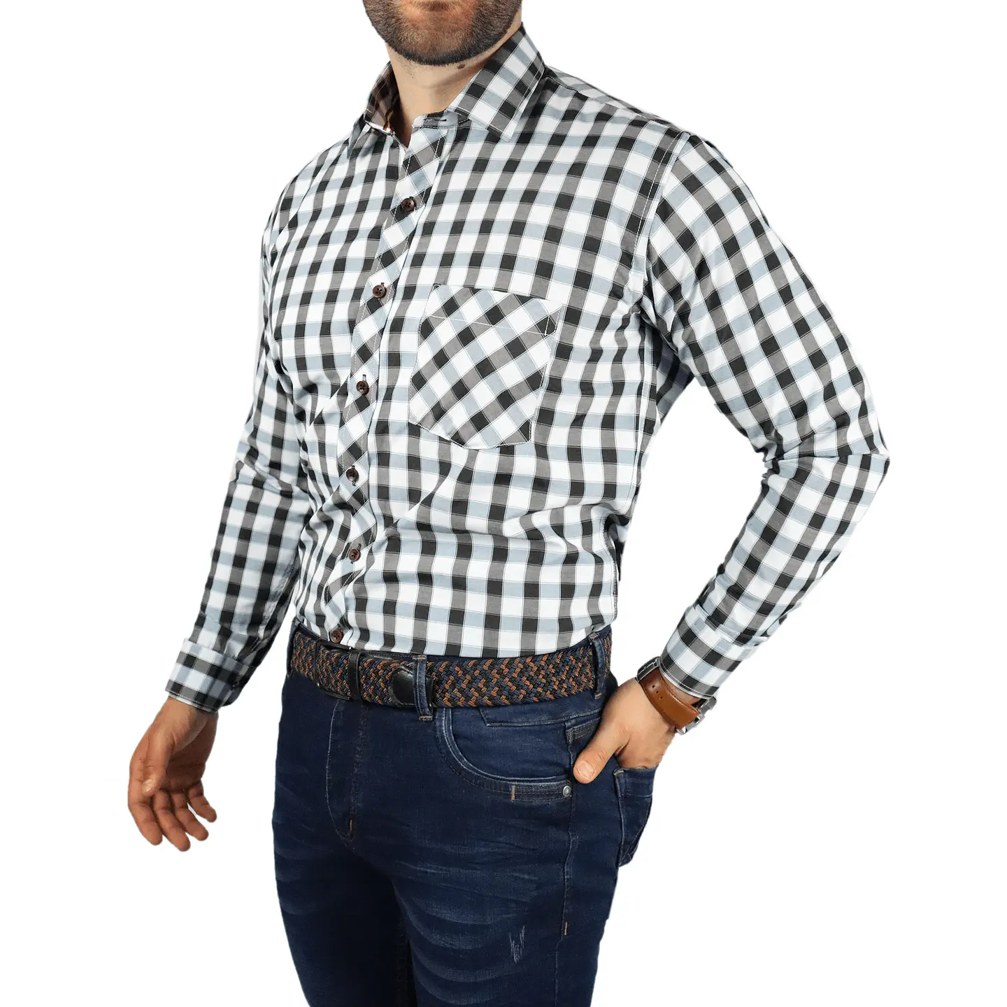Camisa a Cuadros negro y Blanco  2
