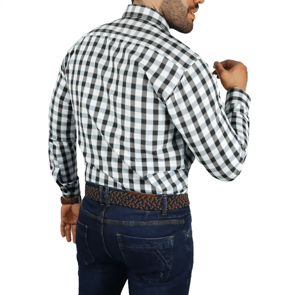 Camisa a Cuadros negro y Blanco  3