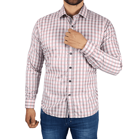 Camisa a Cuadros Rosa y Gris