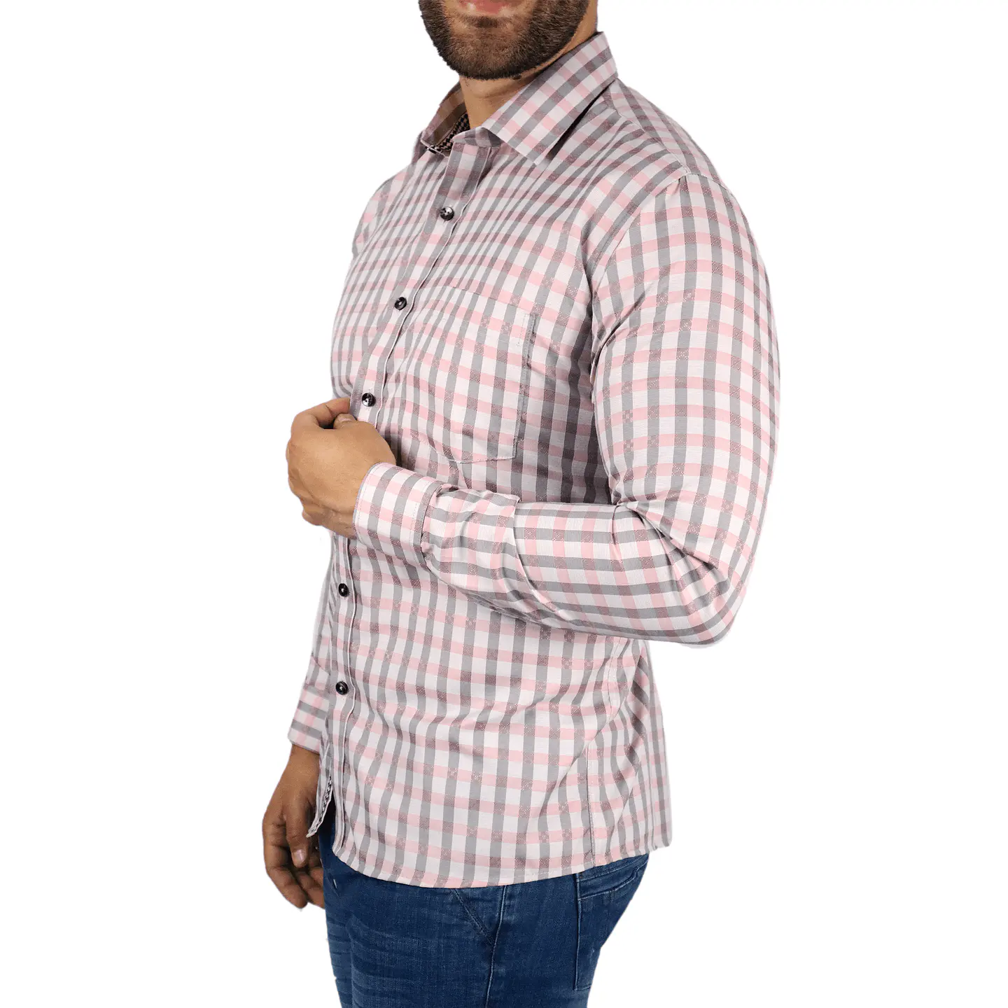 Camisa a Cuadros Rosa y Gris 2
