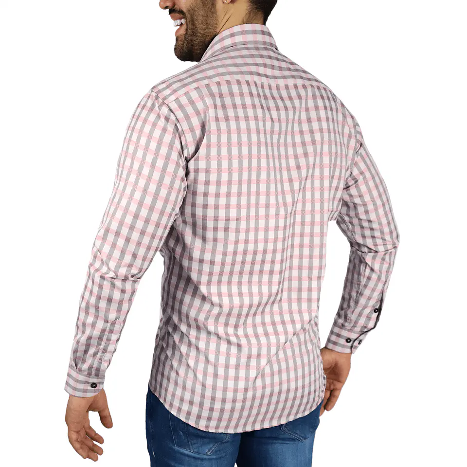 Camisa a Cuadros Rosa y Gris 3