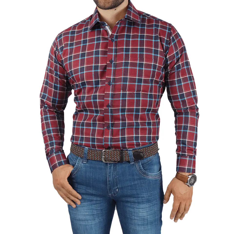 Camisa Vinotinto y Azul 1