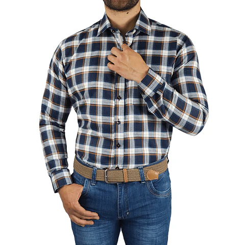 Camisa Azul Oscuro y Amarillo