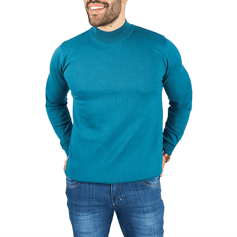 Suéter Cuello Alto Azul Agua Marina