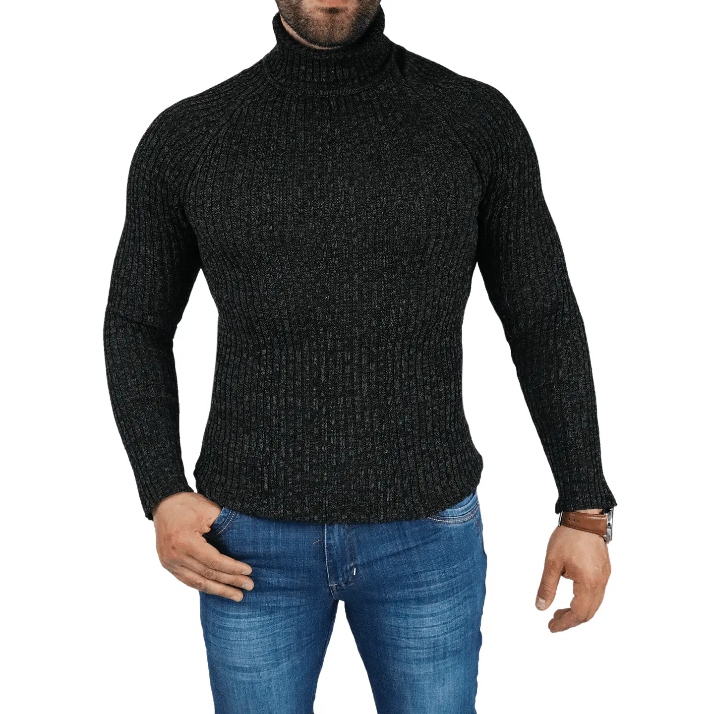 Suéter Cuello Tortuga Gris Oscuro 1