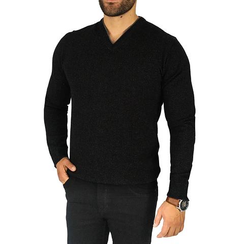 Suéter Cuello en V Gris
