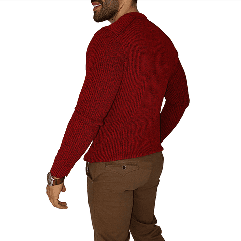 Suéter Cuello en V Rojo