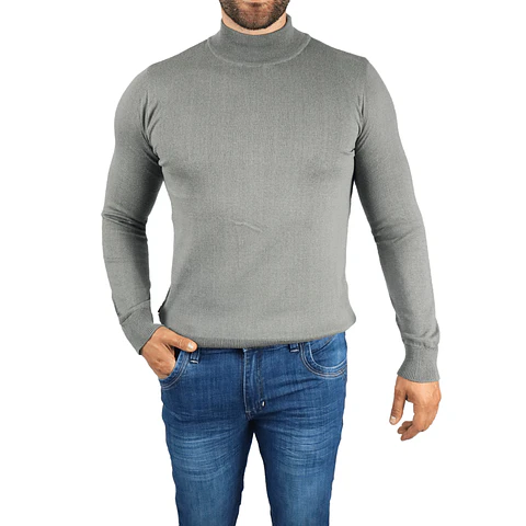 Suéter Cuello Alto Gris Claro