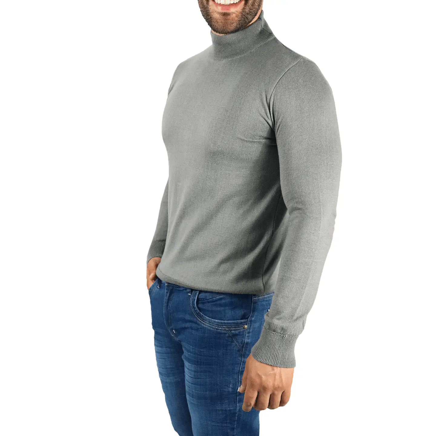 Suéter Cuello Alto Gris Claro 2