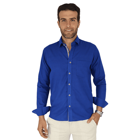 Camisa de Lino Azul Rey