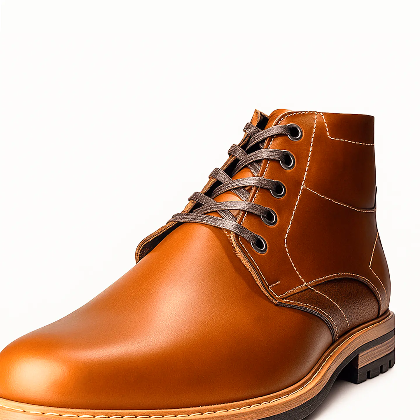 Botín Con Cordones Miel 4
