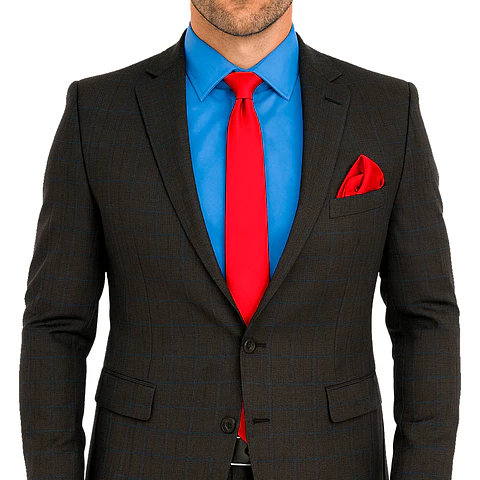 Traje Gris a Cuadros Azul 