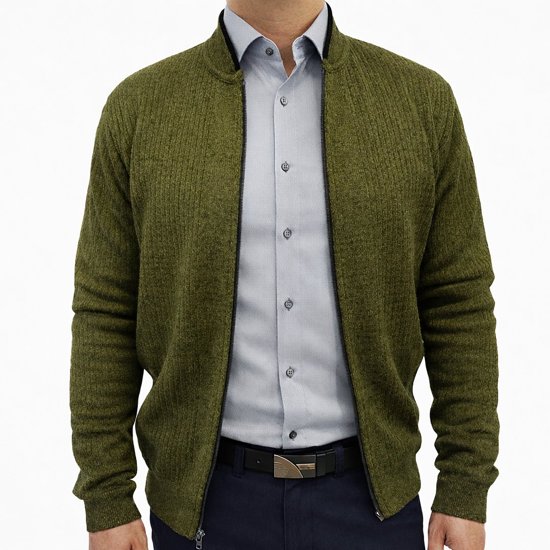 Suéter Cremallera Verde Musgo 1