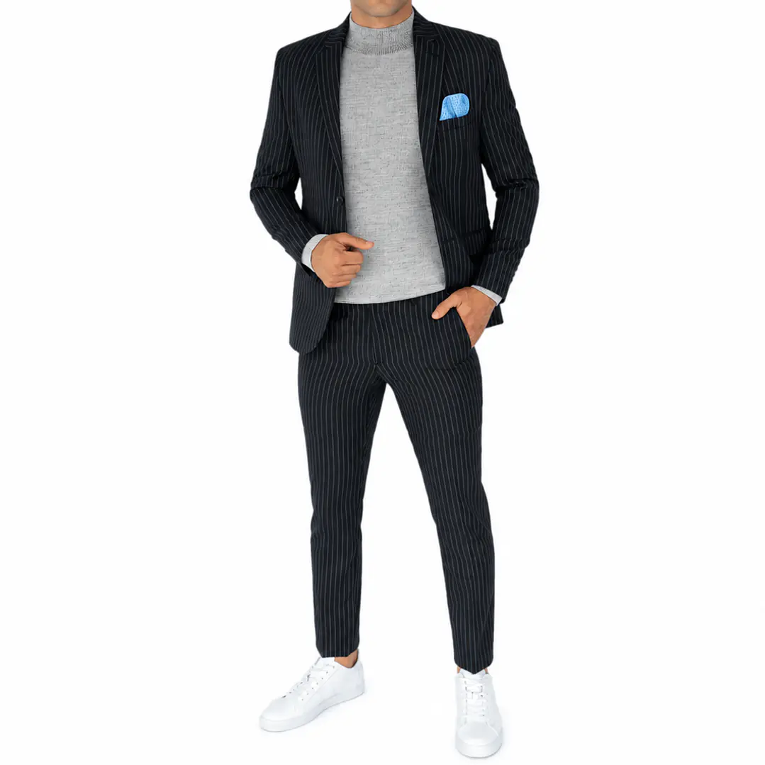 Traje a Rayas Negro 2
