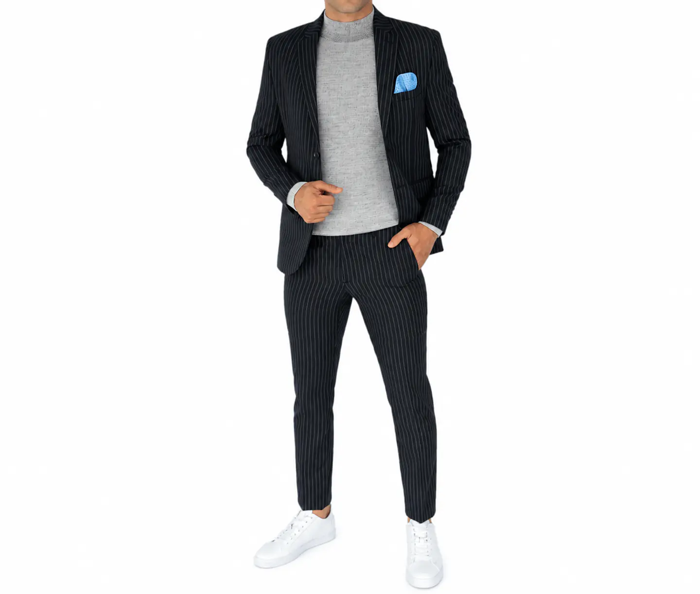 Traje a Rayas Negro 2