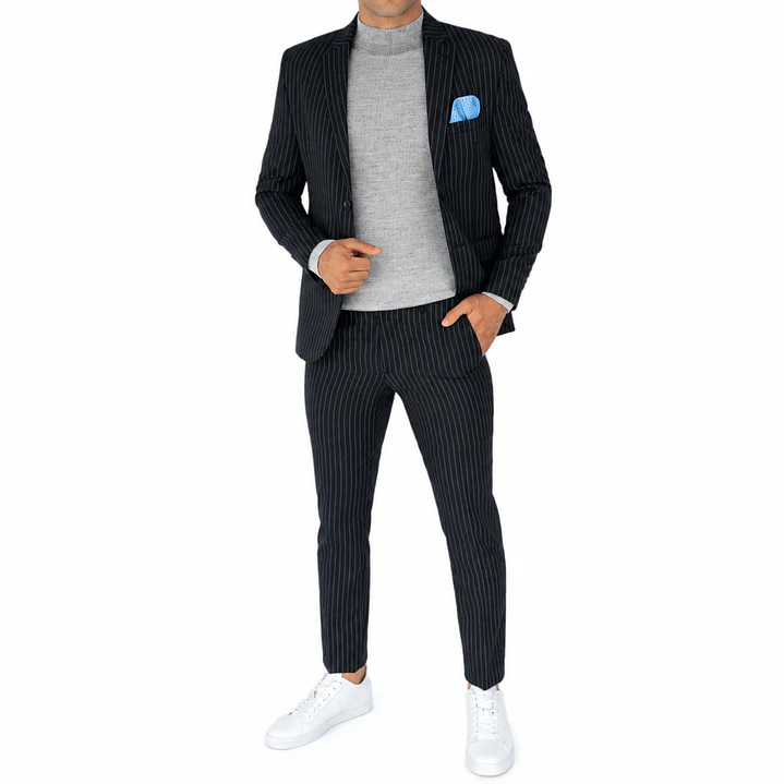 Traje a Rayas Negro 2