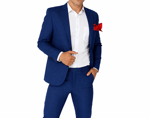 Traje a Rayas Azul Medio