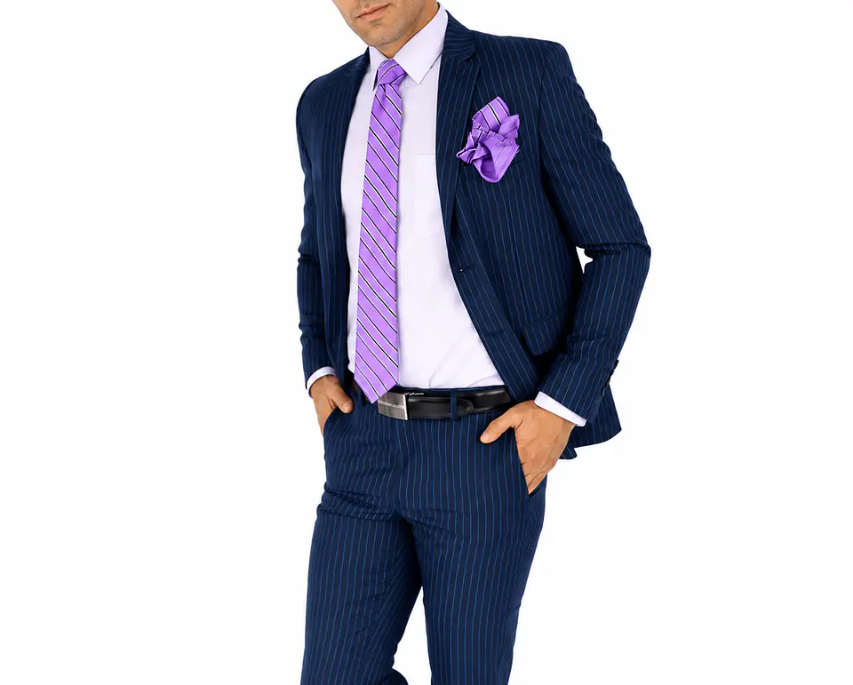 Traje a Rayas Azul Oscuro 3