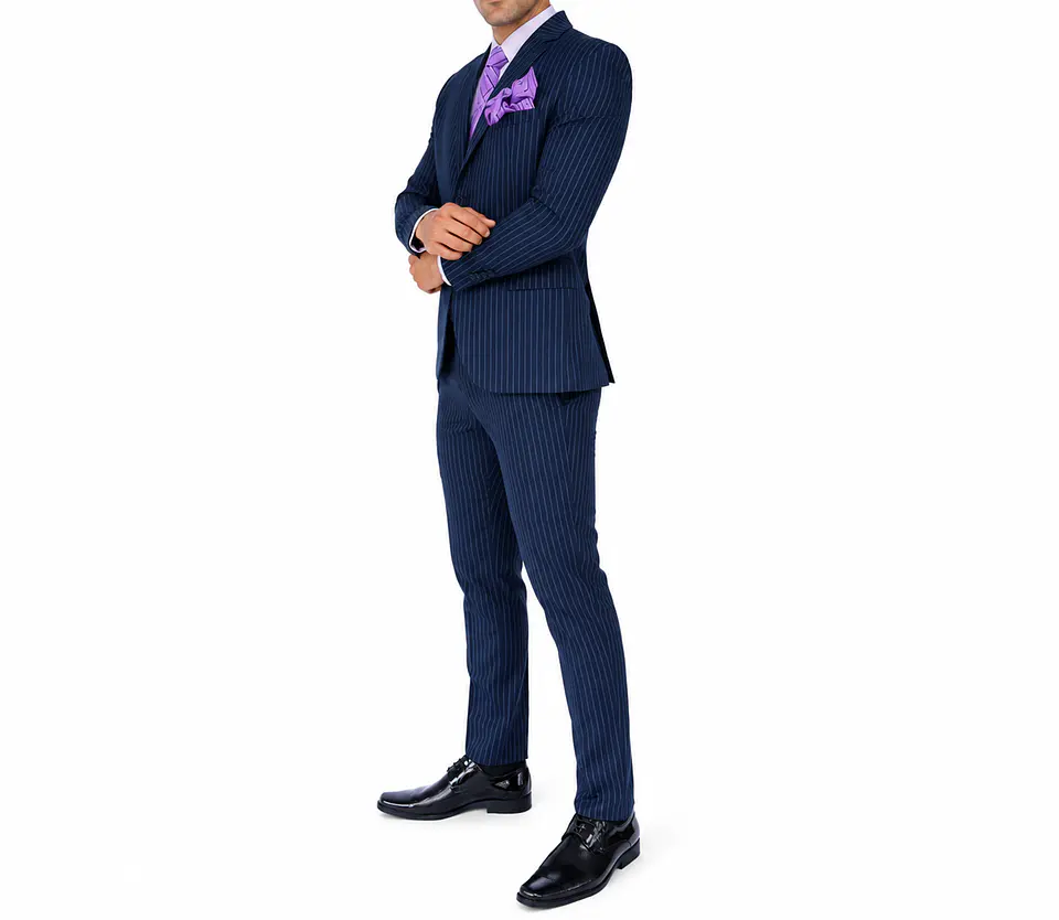 Traje a Rayas Azul Oscuro 2