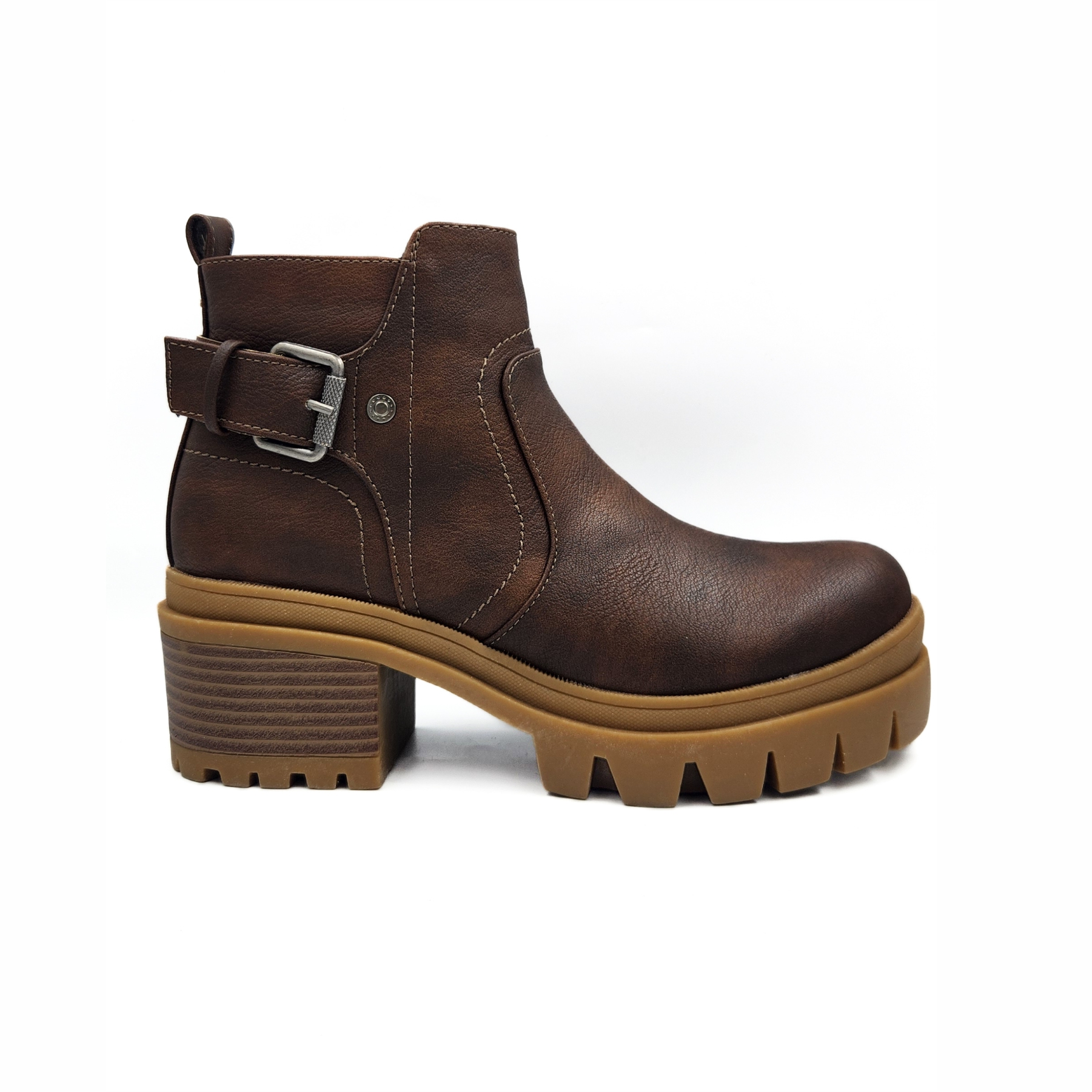 BOTIN MUJER PU COFFEE  HEBILLA