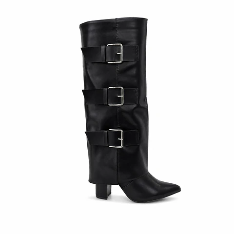 BOTA MUJER PU NEGRO POL 3 HEB