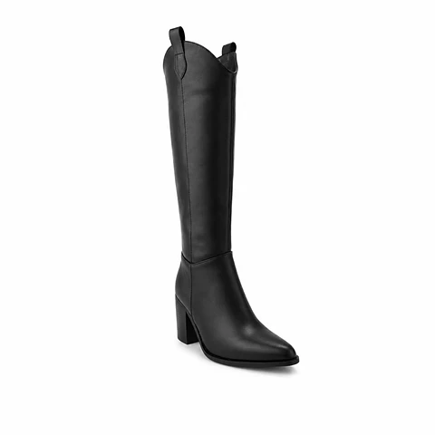 BOTA MUJER PU NEGRO TACON