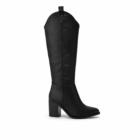 BOTA MUJER PU NEGRO TACON
