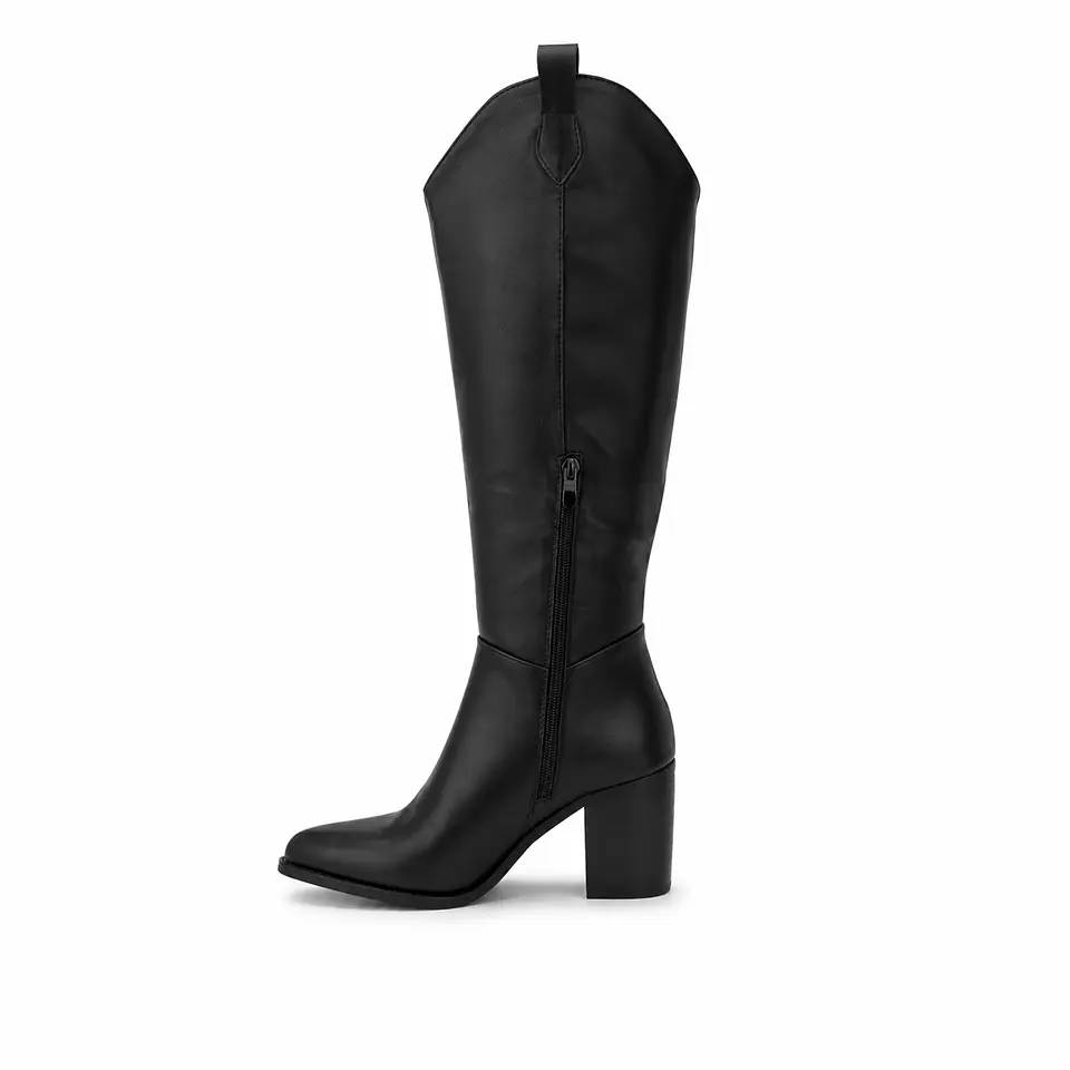 BOTA MUJER PU NEGRO TACON 3