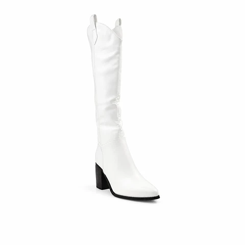 BOTA MUJER PU BLANCO TACON