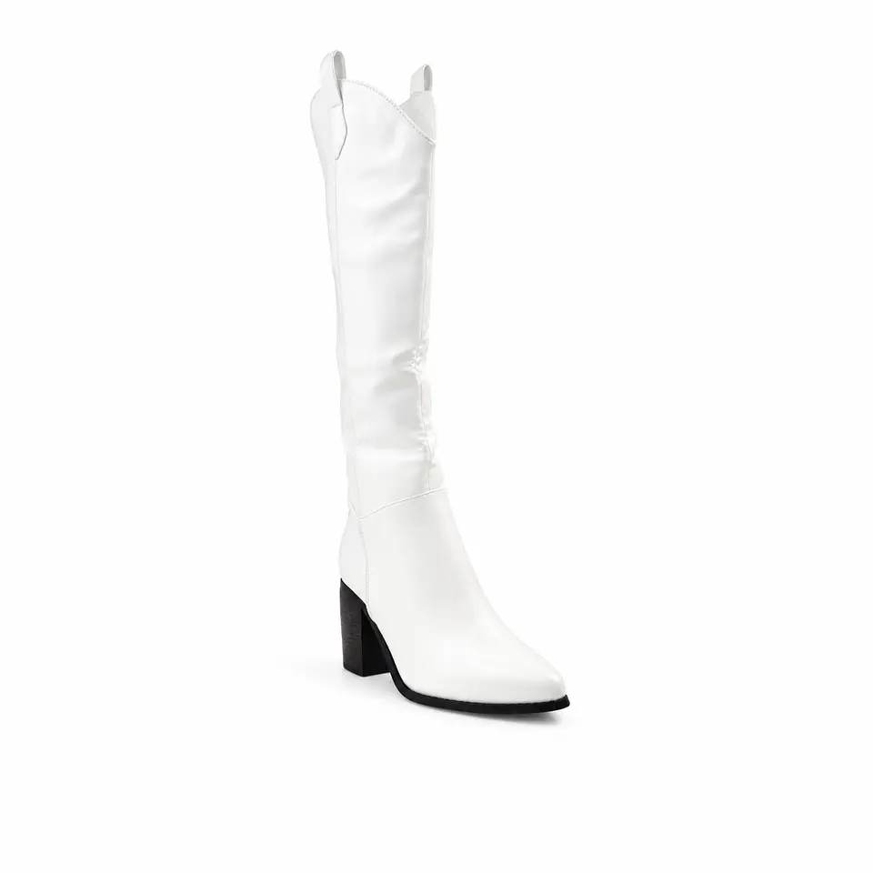 BOTA MUJER PU BLANCO TACON 2
