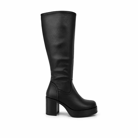 BOTA MUJER PU NEGRO TACON