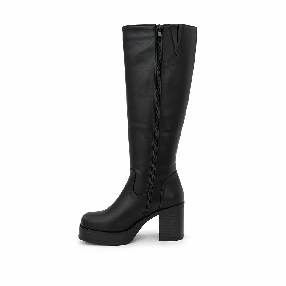 BOTA MUJER PU NEGRO TACON 3