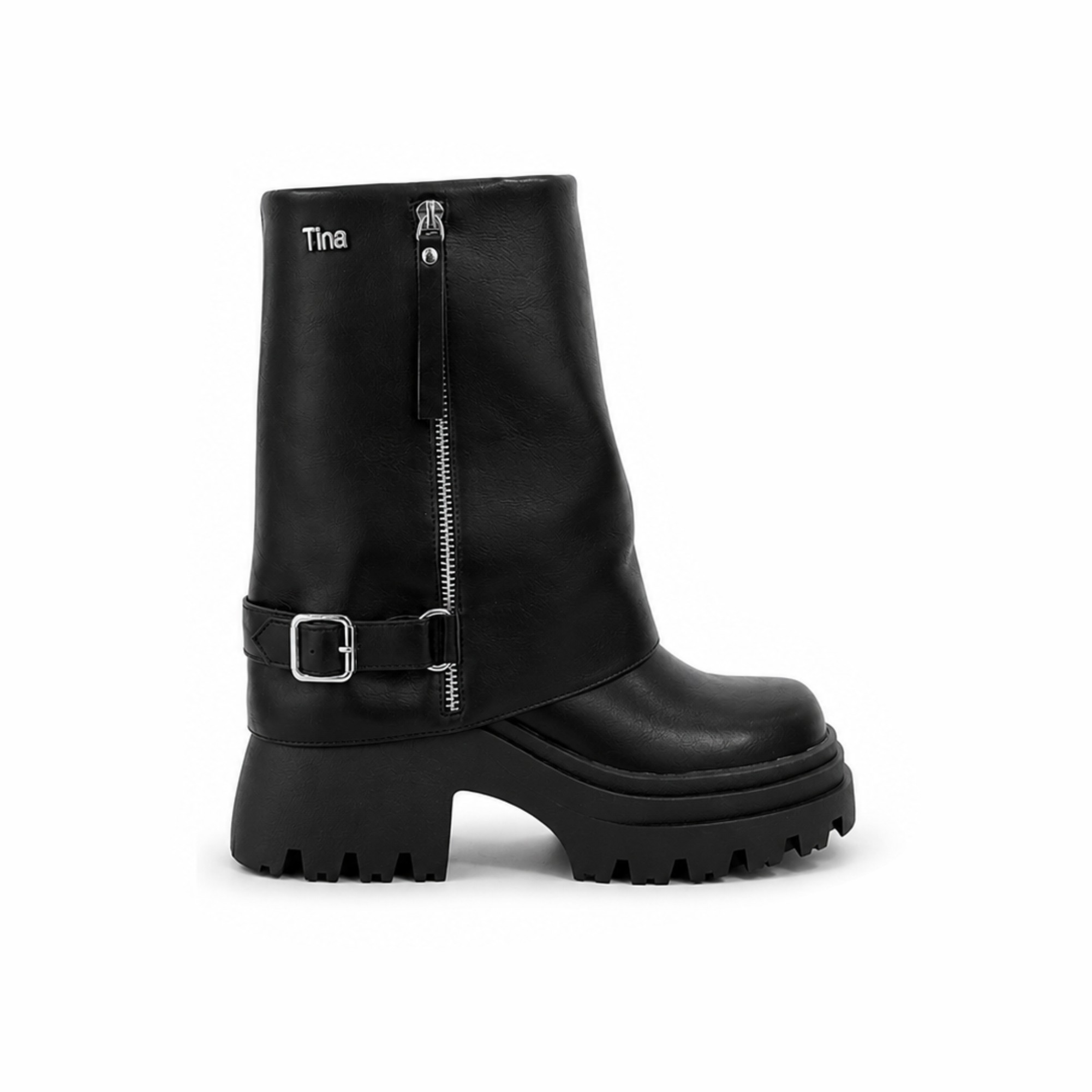 BOTIN MUJER PU NEGRO POL HEB