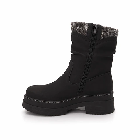 BOTIN MUJER PU NEGRO LANA