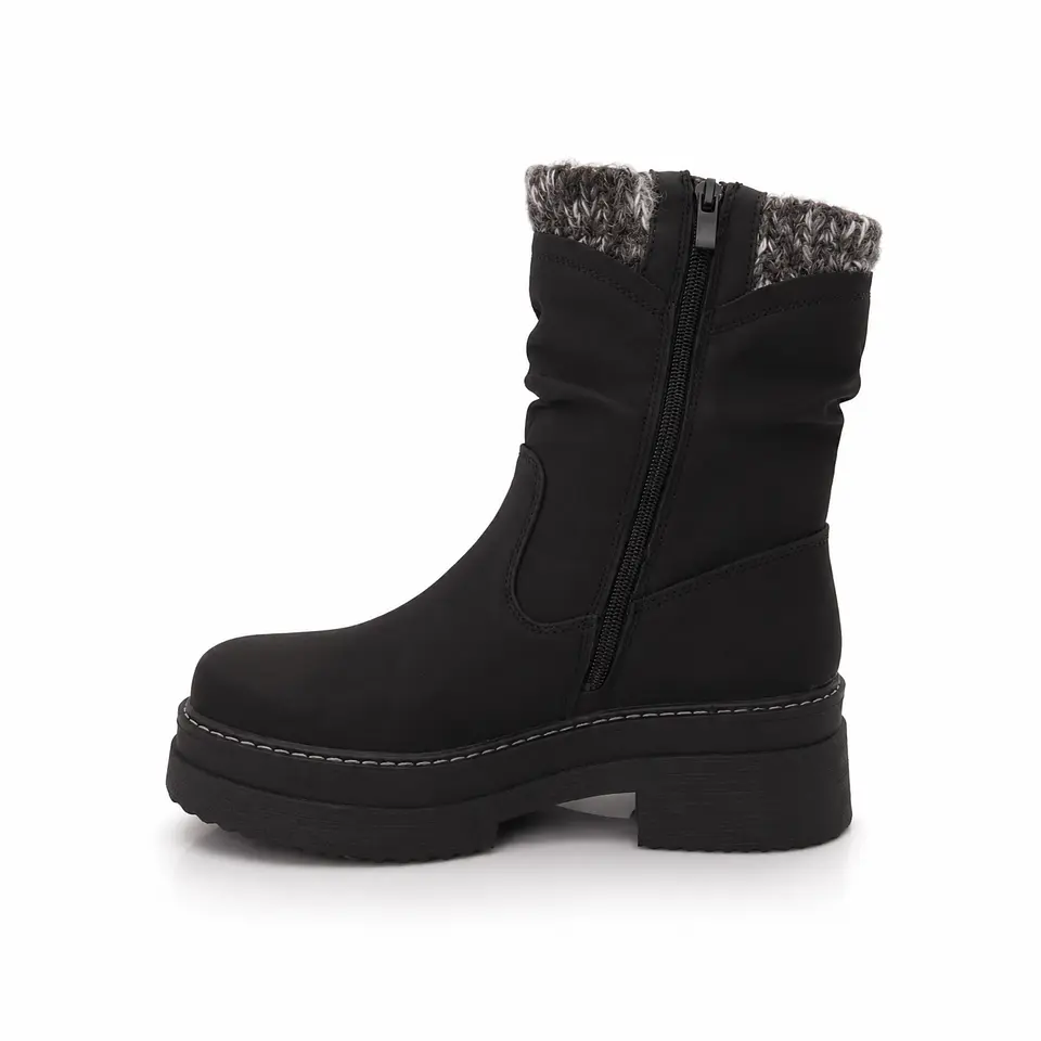 BOTIN MUJER PU NEGRO LANA 2