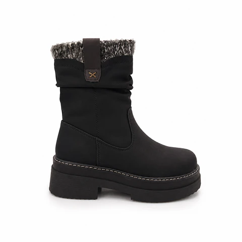BOTIN MUJER PU NEGRO LANA