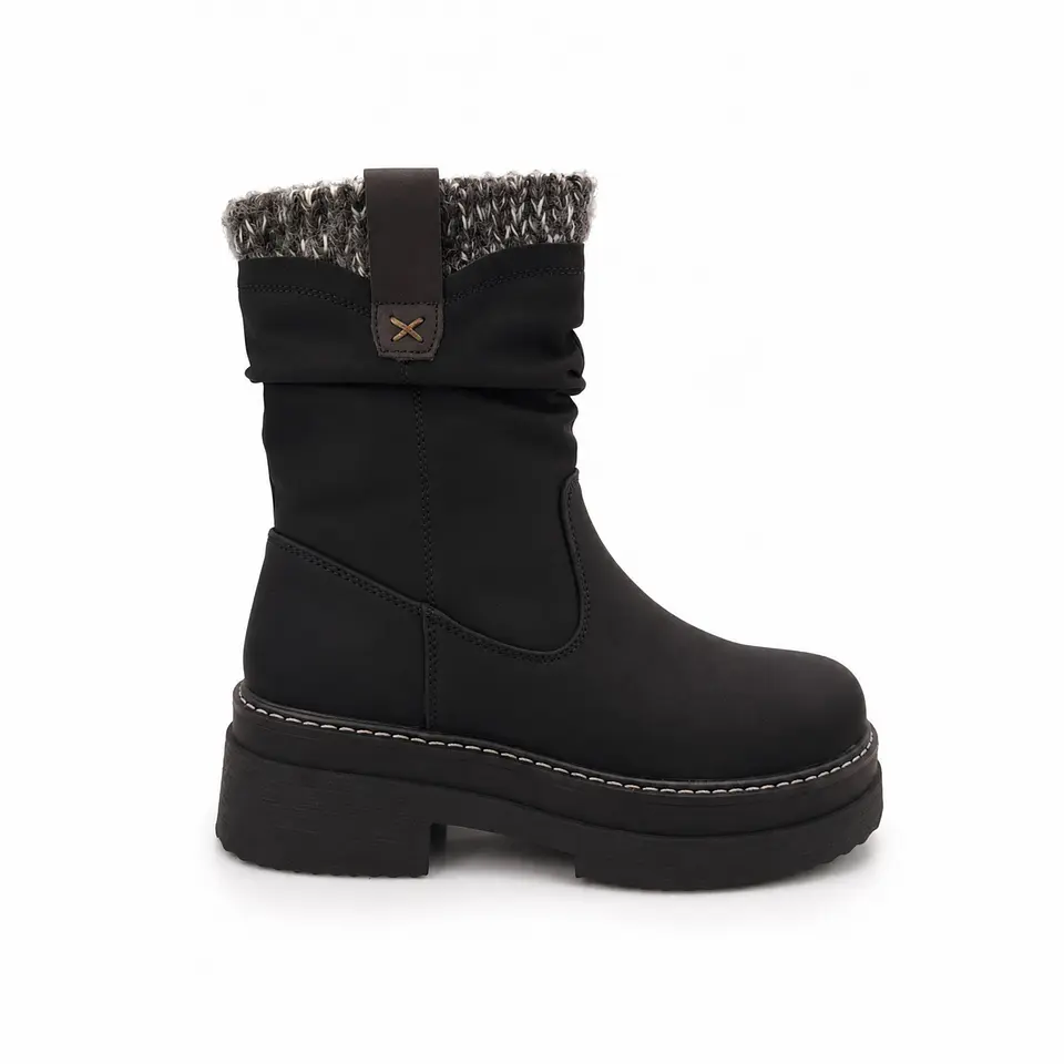 BOTIN MUJER PU NEGRO LANA 1