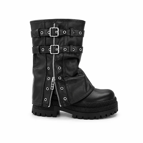  BOTIN MUJER PU NEGRO 2 HEB CIERRE 