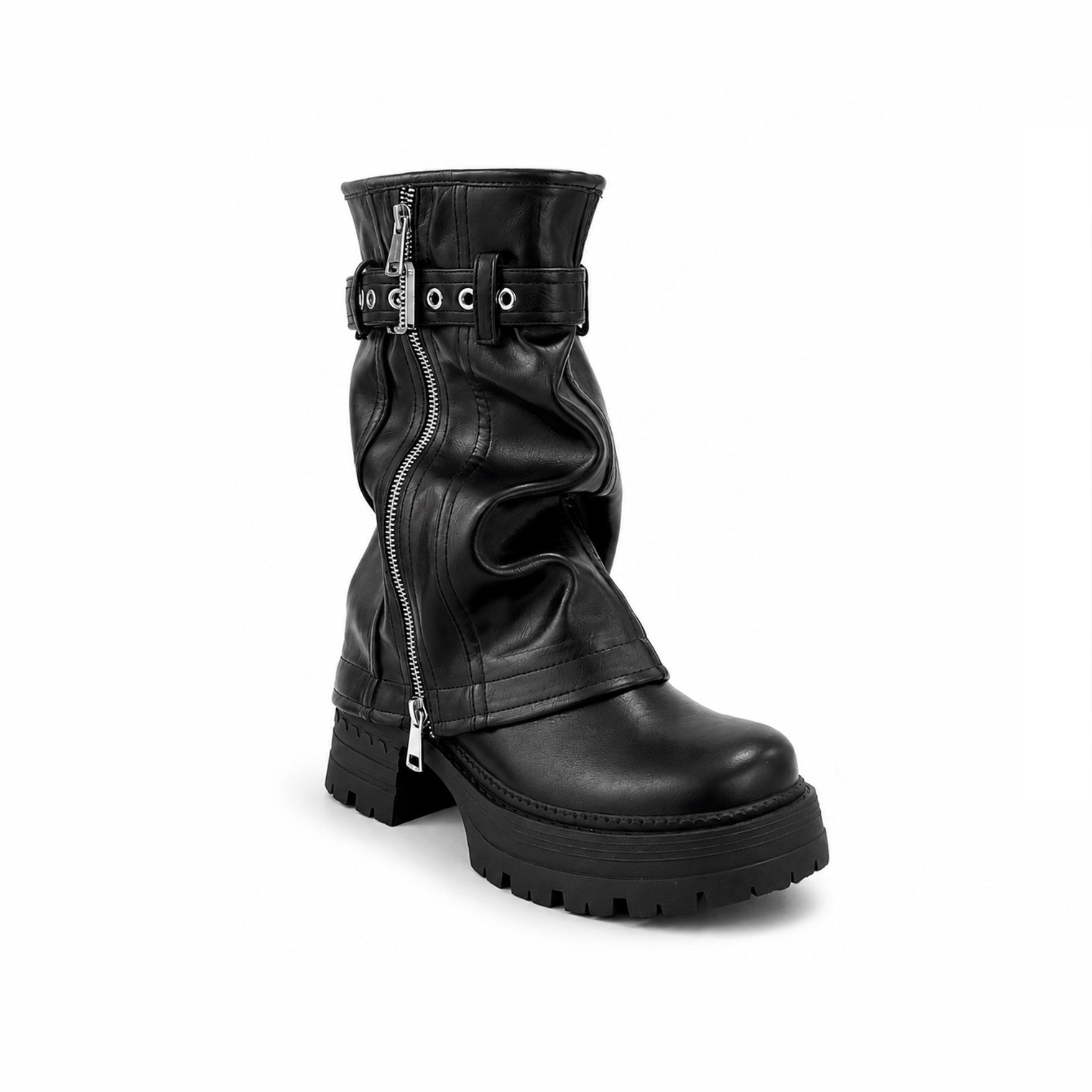 BOTIN MUJER PU NEGRO POL TACON