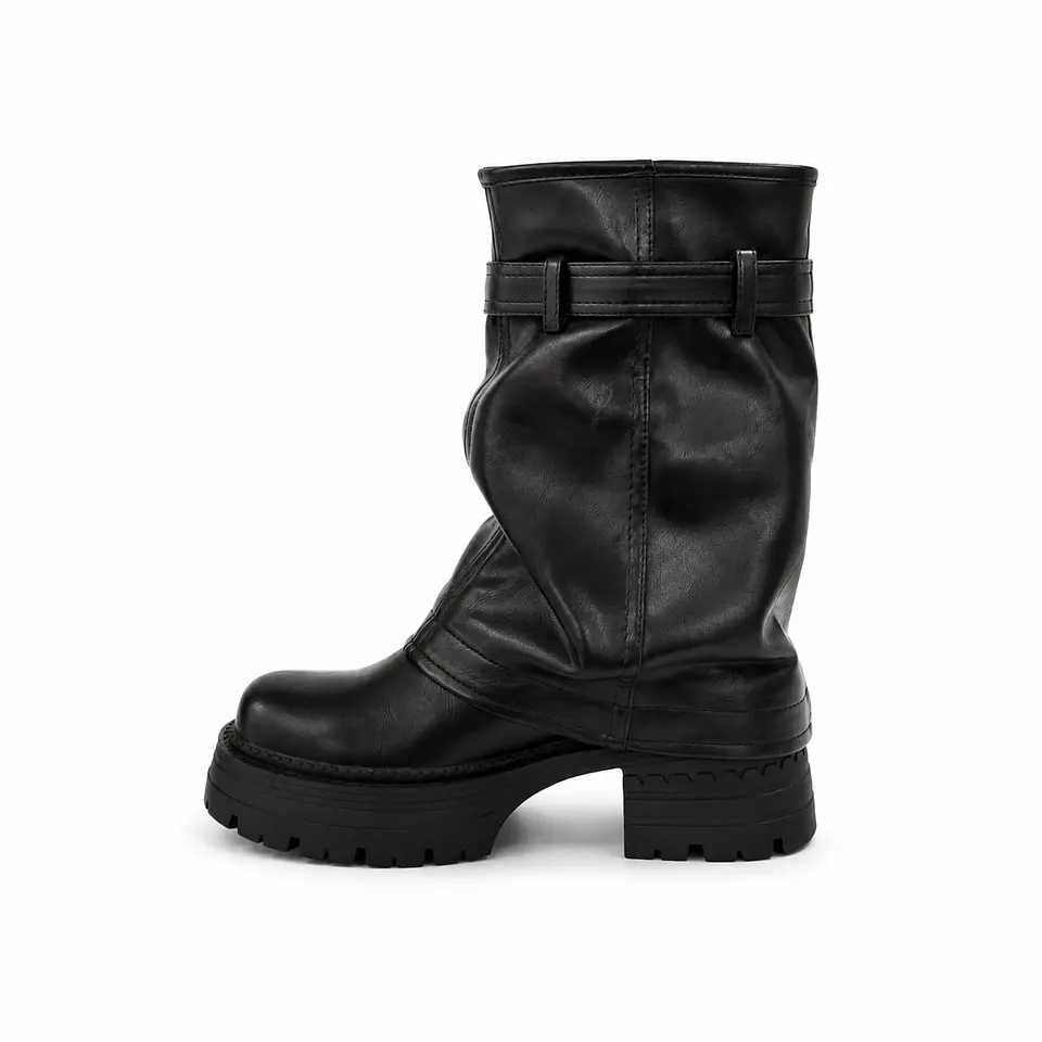 BOTIN MUJER PU NEGRO POL TACON 3
