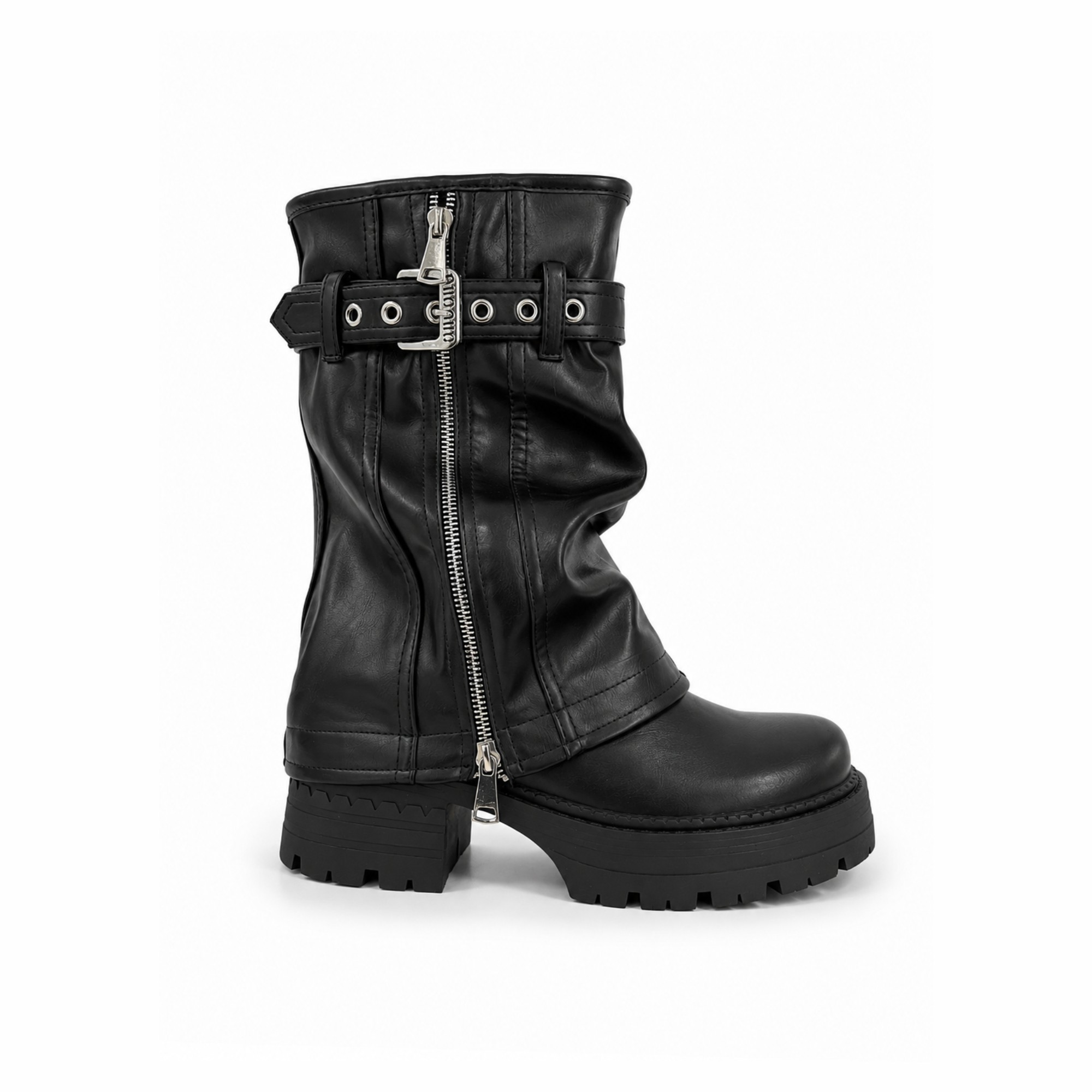 BOTIN MUJER PU NEGRO POL TACON